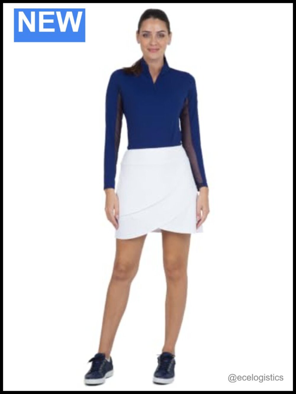 Athleisure UPF 50+ Icefil Cooling Layered Skort 16.5" Nylon Blend